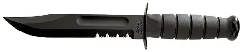 Ka-Bar Fighting/Utility7″ Fixed Clip Point Part Serrated Black 1095 Cro-Van Blade Black Kraton G Handle Includes Sheath