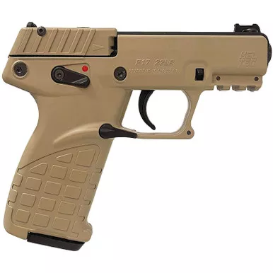 Kel-Tec P17DS P17 Compact Frame 22 LR 16+1 3.80" Black Steel Threaded Barrel, Desert Tan Serrated Slide Desert Tan Polymer Frame w/Picatinny Rail, Textured Grip Ambidextrous