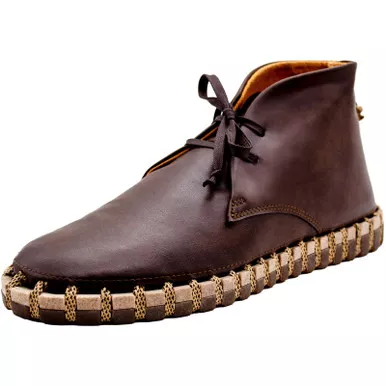 KENGOS Men's Sur Cactus Leather Brown High Top Lace Up Shoe, (KM1001C-BRN)