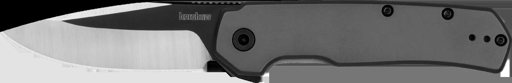 Kershaw 1411 Thermal Knife EDC 2.95" Folding Drop Point Plain Black Oxide w/Satin Grinds 8Cr13MoV SS Blade, Gray PVD SS Handle, Pocket Clip