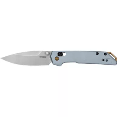 Kershaw 2051 Iridium EDC Mini 3" Folding Spear Point Plain Stonewashed D2 Steel Blade, Ice Blue Aluminum Handle