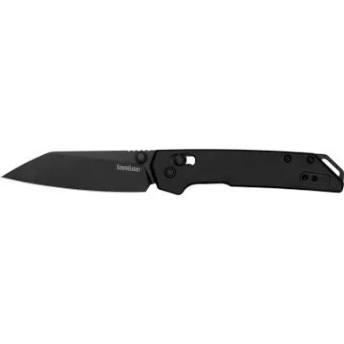 Kershaw 2051RBLK Iridium Mini 3" Folding Reverse Tanto Plain Black Oxide D2 Steel Blade, Black Anodized Aluminum Handle