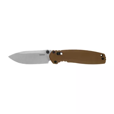 Kershaw 2052 Broadside 3.50" Folding Spear Point Plain Stonewashed D2 Steel Blade, Brown G10 Handle