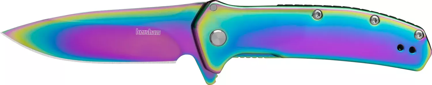 Kershaw Outcome Folding Knife 2.80" 8Cr13MoV SS Rainbow PVD 2044RBW