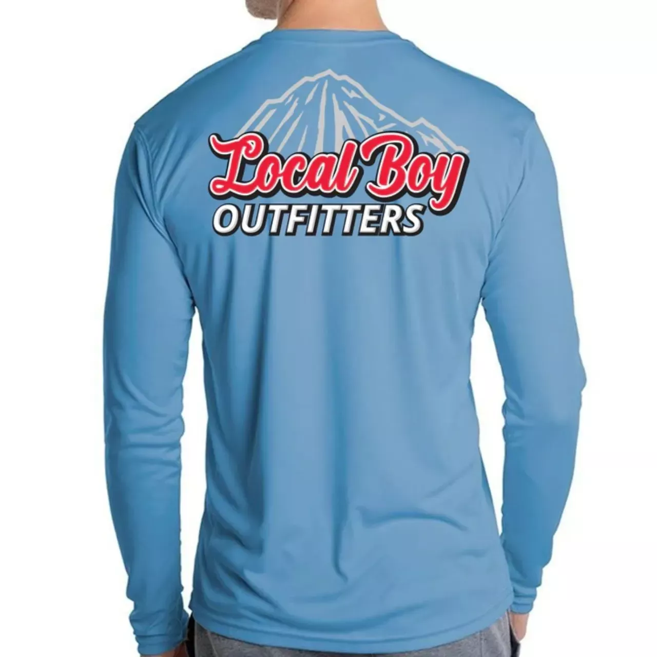 Local Boy Outfitters Men’s Coors Mountain L/S Graphic Performance Shirt-Columbia Blue