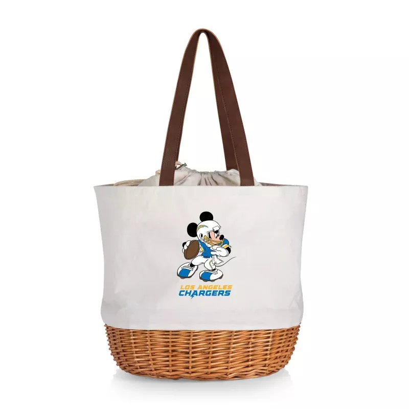 Los Angeles Chargers Mickey Mouse – Coronado Canvas and Willow Basket Tote