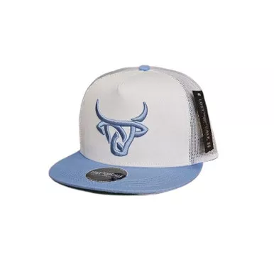 LOST CALF Celeste White/Light Blue Flat Cap (LCF00016)