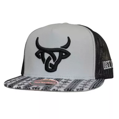 LOST CALF Cheyenne White/Black Flat Cap (LCF00043)