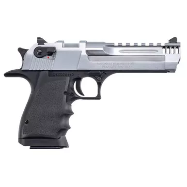 Magnum Research DE50L5BC Desert Eagle L5 50 AE 5" with Muzzle Brake 7+1 Black Hardcoat Anodized Aluminum Frame Brushed Chrome Carbon Steel Slide Black Hogue Wraparound Rubber Grip