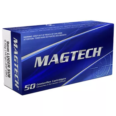 Magtech 9K Range/Training 9mmLuger 147gr Jacketed Hollow Point Subsonic 50 Per Box/20 Case