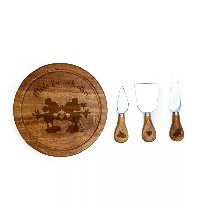 Mickey & Minnie Mouse – Acacia Brie Cheese Cutting Board & Tools Set