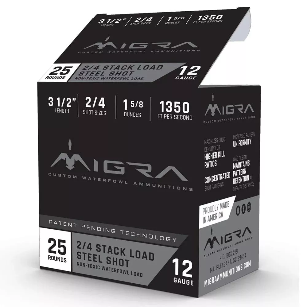 Migra Ammo 12ga 3 1/2" Steel Shot - Stxd Load - 2-4 / Case