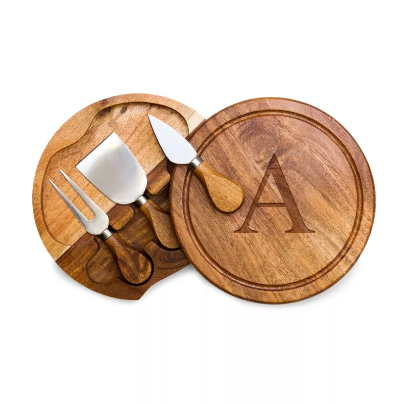 Monogram – Acacia Brie Cheese Cutting Board & Tools Set