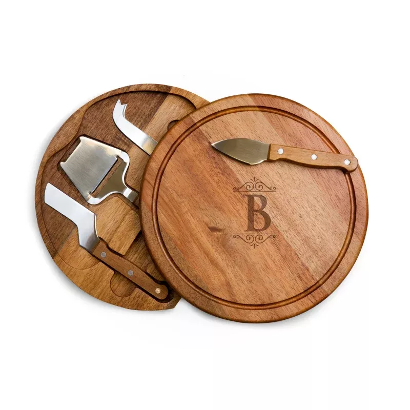 Monogram – Acacia Circo Cheese Cutting Board & Tools Set