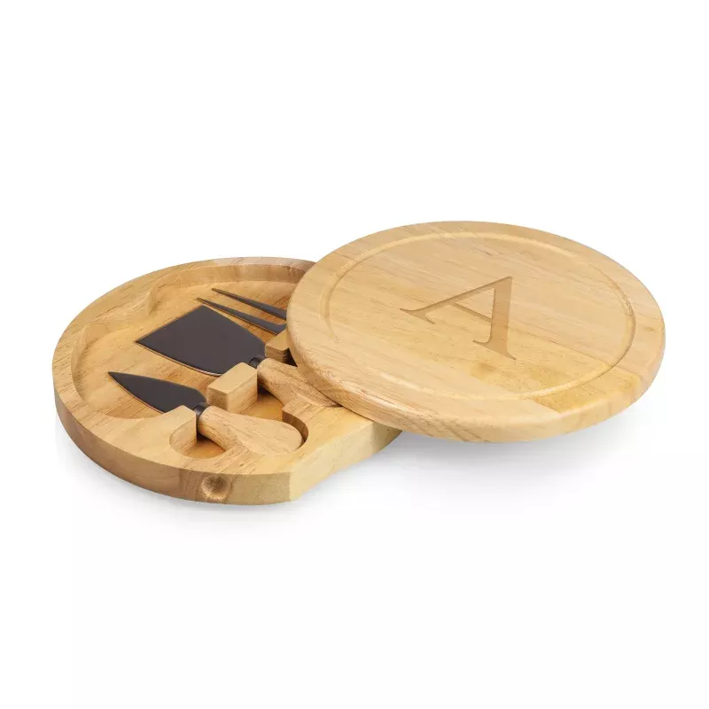 Monogram – Parawood Brie Cheese Cutting Board & Tools Set
