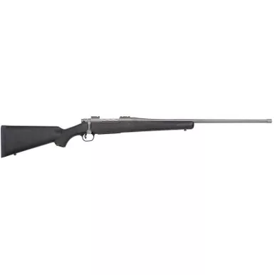 Mossberg 28261 Patriot Full Size 7mm PRC 3+1 24" Stainless Cerakote Fluted Threaded Barrel, Drilled & Tapped Stainless Cerakote Receiver, Black Fixed Synthetic Stock