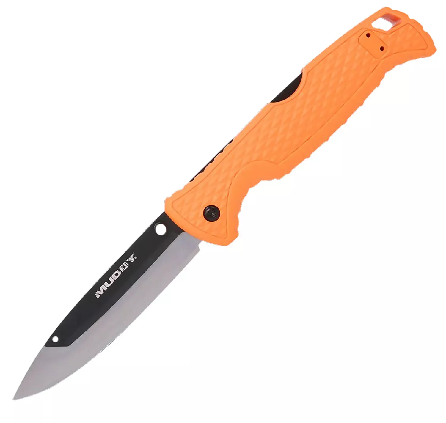Muddy SWAP Replace-A-Blade 3.50" Folding Drop Point Plain 420J2 SS Blade, Blaze Orange Textured GFN Handle