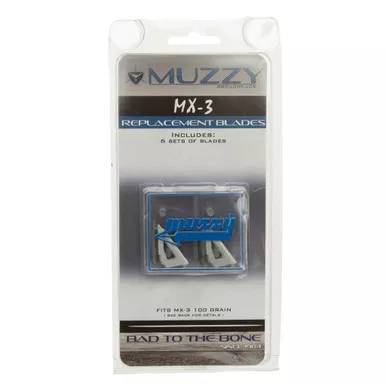 Muzzy 320-MX3 Replacement Blades MX-3, 100 Grain, Silver, 9 Pack