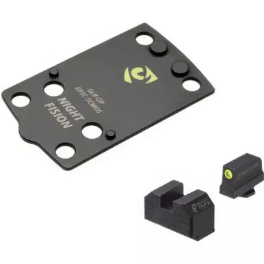 NIGHT FISION EPS Carry to Glock 43x MOS Optic Plate with Tritium Yellow Front Sight Combo (GLK-OPBS-EPSC-43X-YGZX)