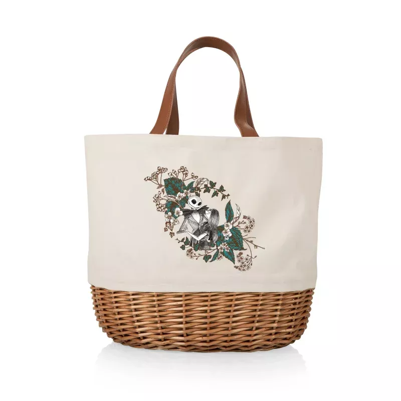 Nightmare Before Christmas Jack & Sally – Coronado Canvas and Willow Basket Tote