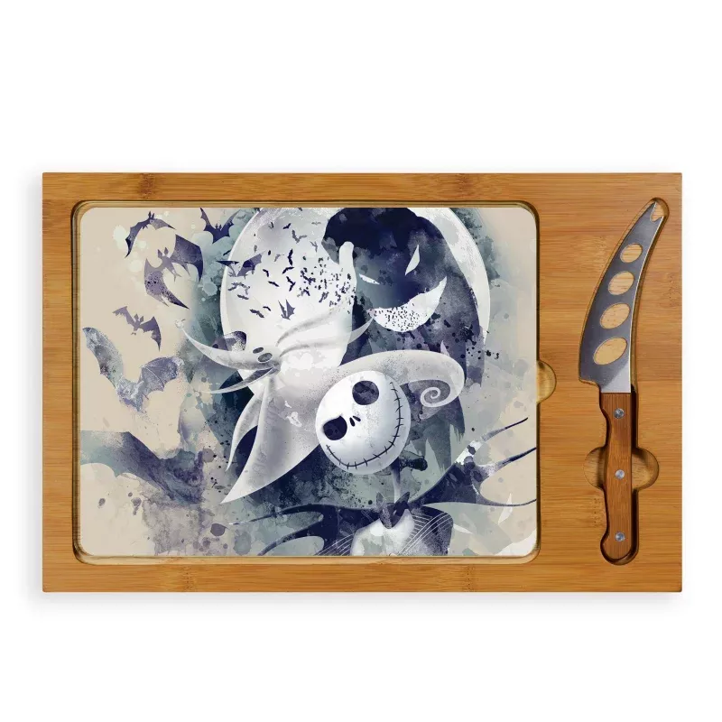 Nightmare Before Christmas Jack & Zero – Icon Glass Top Cutting Board & Knife Set