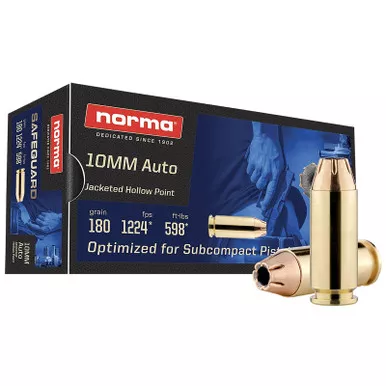 Norma Ammunition 801109265 10mm 180gr Jacketed Hollow Point 50 Per Box/20 Case