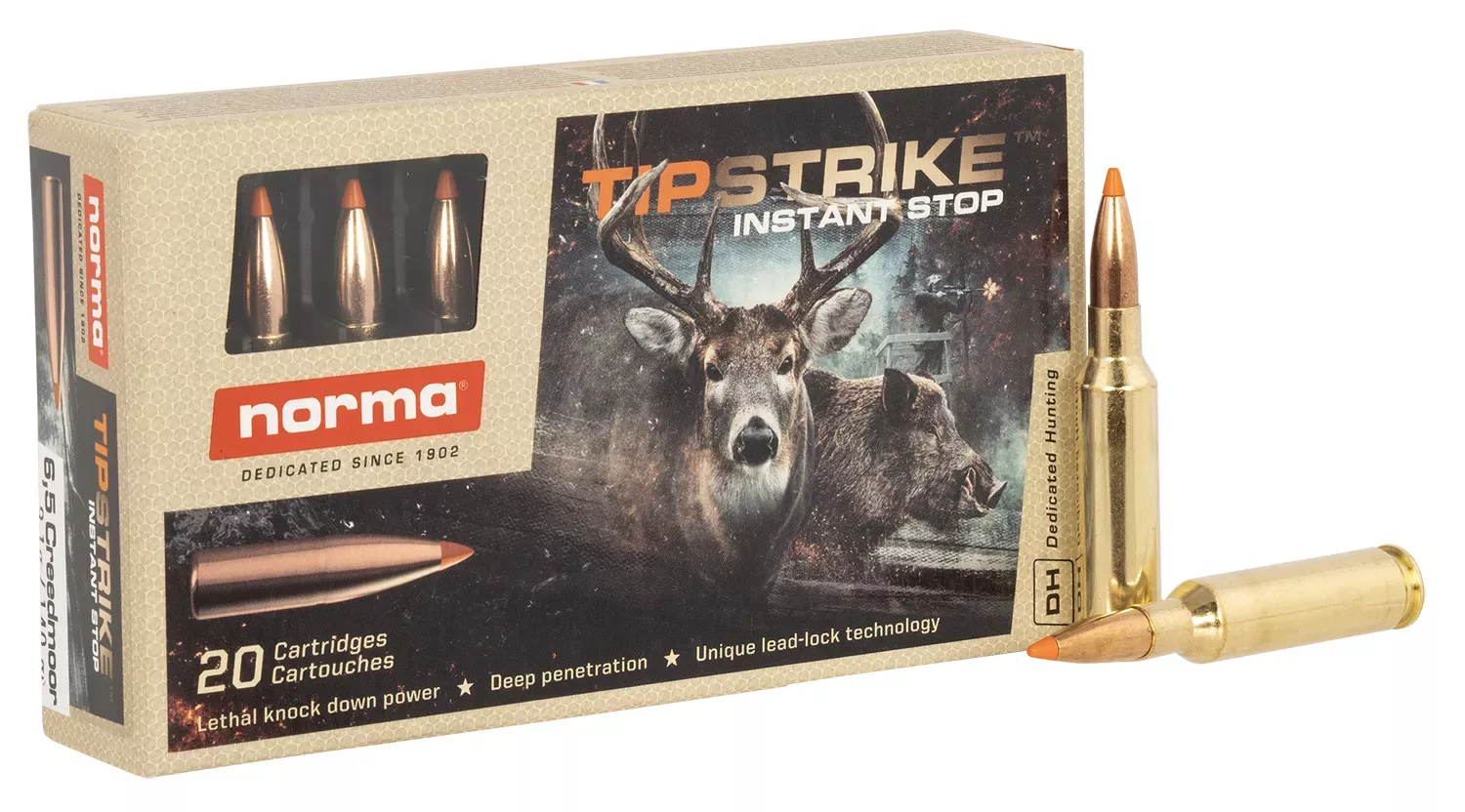 Norma Ammunition Dedicated Hunting Tipstrike 6.5 Creedmoor 140 Gr. 20/Box