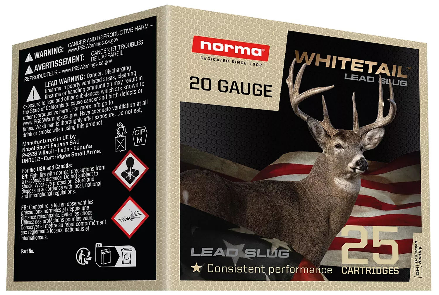 Norma Ammunition Whitetail 20 Gauge Ammo 2.75″ 1oz Slug Shot 25 Rounds 1198043420
