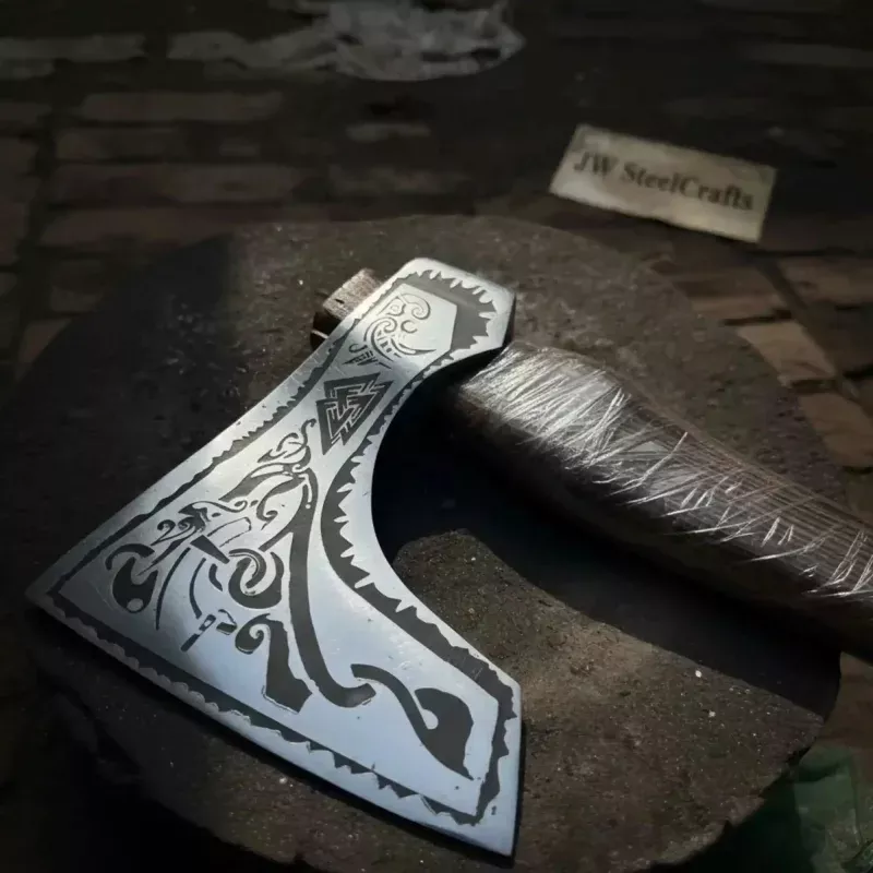 Norse Bearded Axe PairViking Style Handmade Wood Cutting Tool