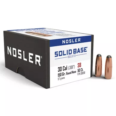 Nosler 38058 Solid Base 30Cal 150gr Round Nose 50CT