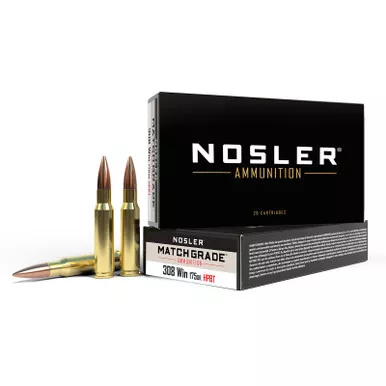 Nosler 60072 Match Grade 308Win 175gr Custom Competition Hollow Point Boat Tail 20 Per Box/10 Case