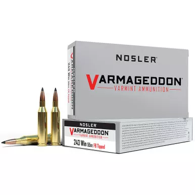 Nosler 65165 Varmageddon 243Win 55gr Flat Base Tipped 20 Per Box/10 Case