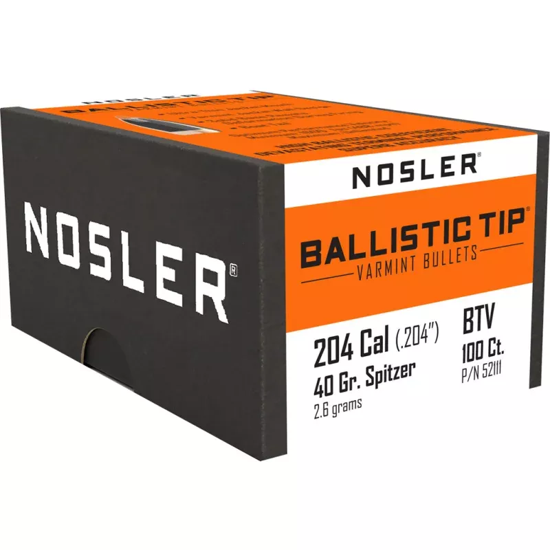 Nosler Ballistic Tip Varmint Bullets .204 Cal. 40 gr. Spitzer Point 100 pk.