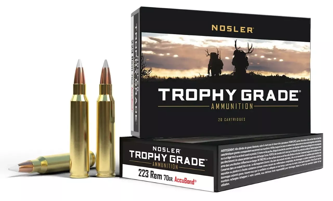 Nosler Trophy Grade 223 Remington Ammo 70 gr Soft Point 20 Rounds 61036