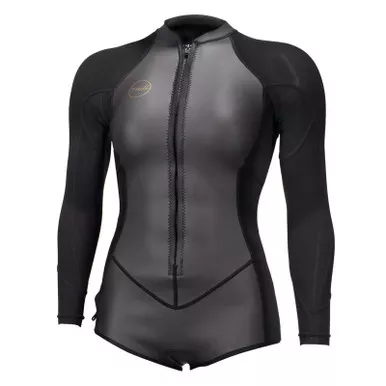 O'NEILL Women's Bahia 2/1mm Front Zip L/S Glide Black/Black/Black Surf Suit (5363-FQ9)