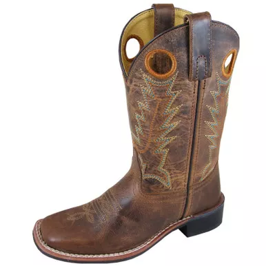 Open Box (Damaged package): SMOKY MOUNTAIN BOOTS Kids Jesse Western Boots, Color: Brown Waxed Distress, Size: 6, Width: R (3668Y-6R)