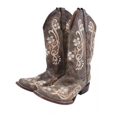 Open Box (Great condition, limited use): CORRAL Womens Black - Multi Color Floral Embroidery Sq. To0E, Size: 10, Width: M (L5241-LD-M-10)