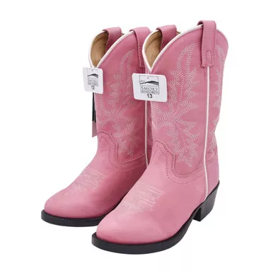 Open Box (Great condition, limited use): SMOKY MOUNTAIN BOOTS Kid's Denver Pink Leather Western Boot, Color: Pink, Size: 13, Width: R (3400C-13R)