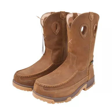 Open Box (Great condition, limited use): TWISTED X Men's 11" Pull On Work Boot, Color: Distressed Saddle, Size: 10, Width: W (MXCNM01-W-10)