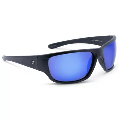 OPTIC NERVE Unisex Contra XL Matte Black/Blue Mirror Smoke Lens Polarized Sunglasses (22740)