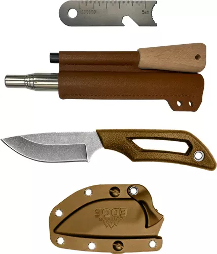 Outdoor Edge Cutlery Outdoor Edge Pivot Drop Point & Ferro Rod W/sheath Fixed Blade Knife Set P24PKDPFRC