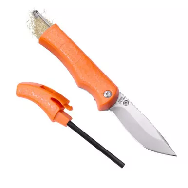 Outdoor Edge IG-23C Ignitro™ Survival Knife 2.30" 7Cr17MoV Drop Point Plain Edge Blade, Orange ABS Handle