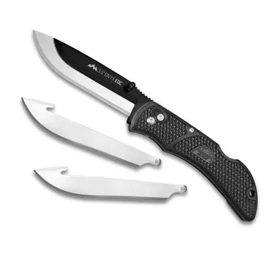 Outdoor Edge Onyx™ EDC Replaceable Blade Carry Knife 3.50" 420J2 Plain Edge Blades, Black Grivory Handle