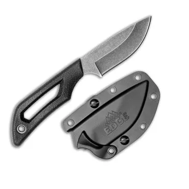 Outdoor Edge PKDP-1C Pivot Fixed Knife 2.50" 8Cr13MoV Drop Point Plain Edge Blade, Black Rubberized TPR Handle and Polypropylene Sheath