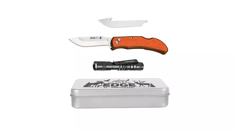 Outdoor Edge Razor Carry 3″ W/ Flashlight & Tin, Knife 2 Blades P24RX30FL2T