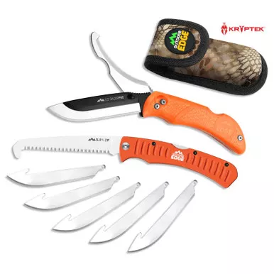 Outdoor Edge RazorPro G Saw Combo, Orange Handles and Kryptek Highlander Nylon Sheath