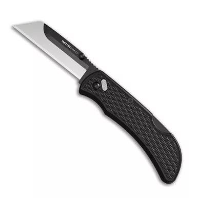 Outdoor Edge RazorWork Replaceable Blade Folding Utility Knife 2.50" 420J2 Plain Edge Blade, Black Grivory Handle