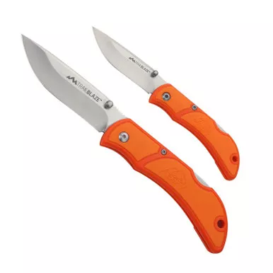 Outdoor Edge TrailBlaze™ Folding Knife 2.50" or 3.30" 8Cr13MoV Drop Point Plain Edge Blade, Orange GFN/TPR Handle
