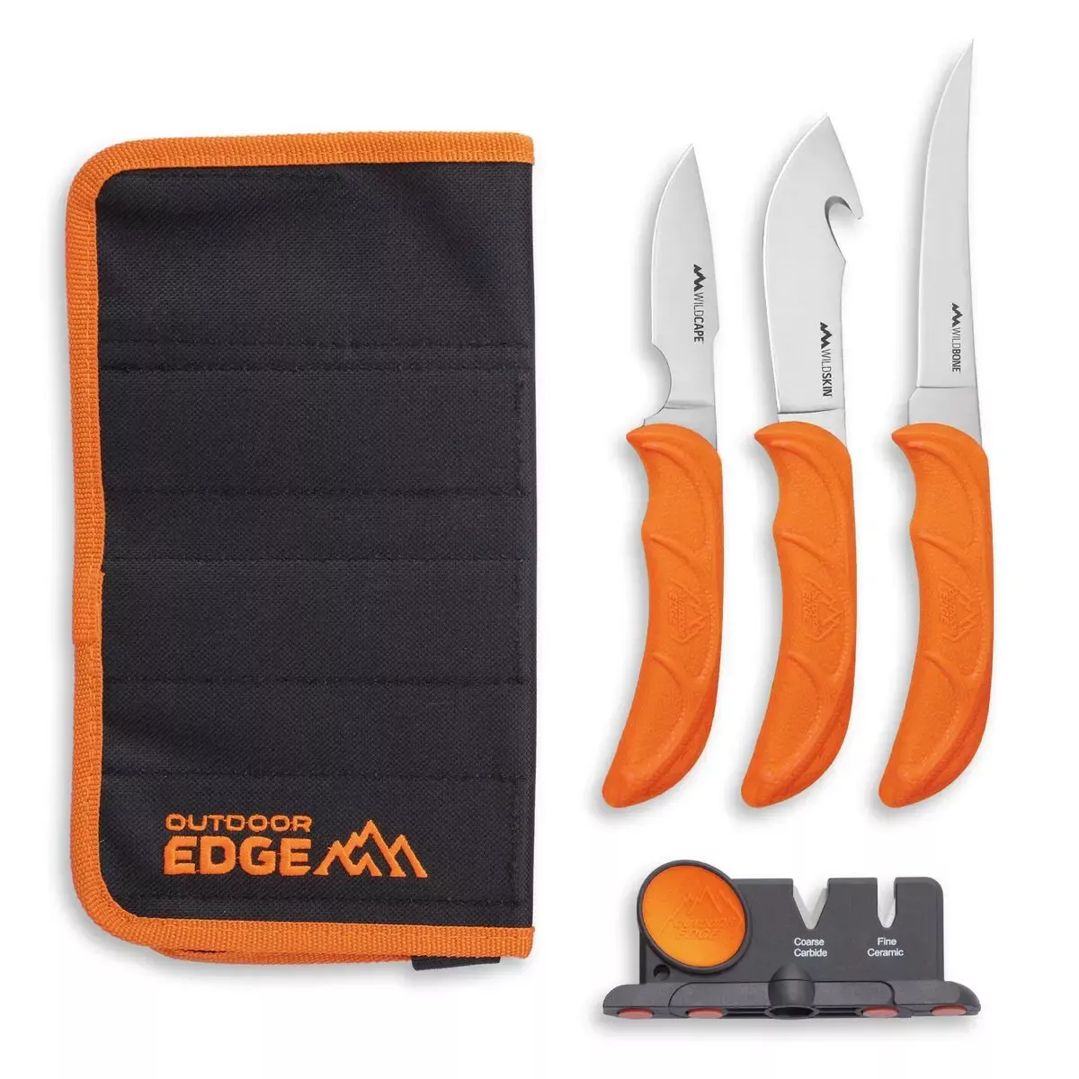 Outdoor Edge Wild Lite Knives with Sharpener and Roll Pack, P24WLRP-C