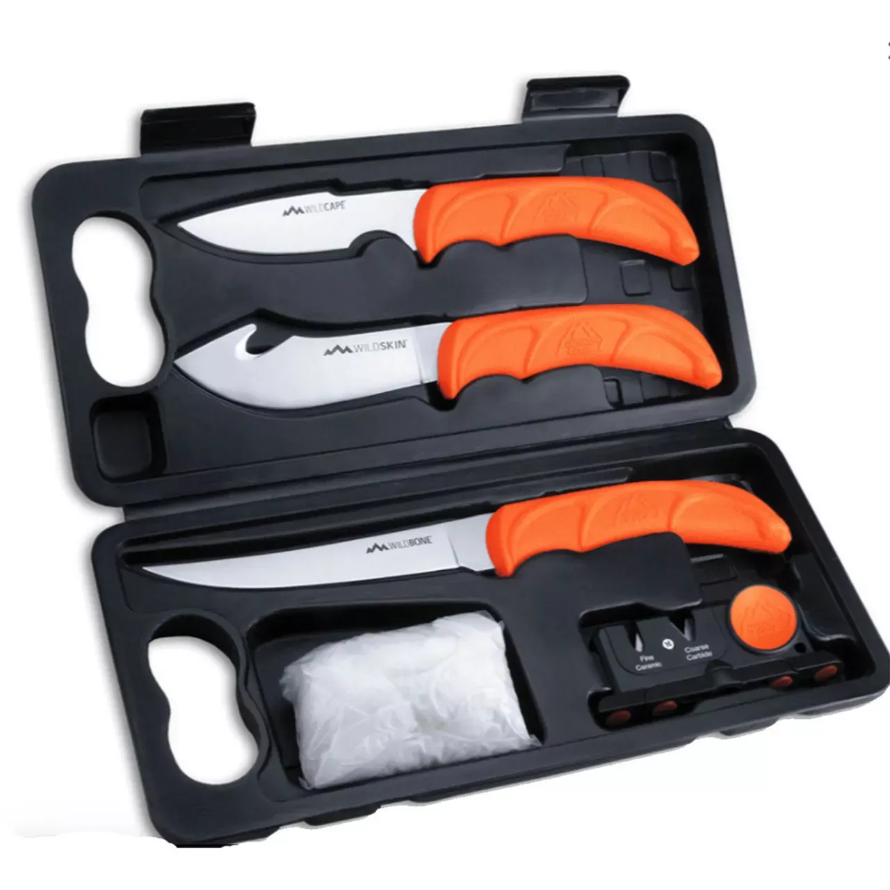 Outdoor Edge WildLite 3PC Knife Set with Sharpener and Roll Pack OE-P24WLRP-C
